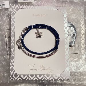 Wholesale 3 Pk Vera Bradley Free Spirit Navy Blue Silver Tone Bracelet